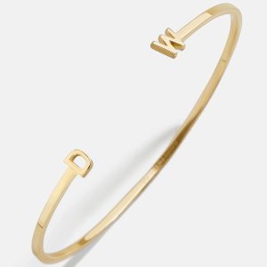 Sterling Silver Double Initial Custom Cuff Bracelet - Pav??/Silver