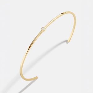 Yasmine 18K Gold Cuff Bracelet - Stone Center