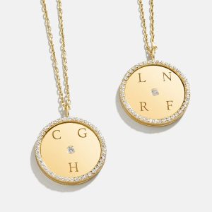 Classic 14K Gold Custom Medallion Necklace - Gold/Pav??