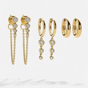 Jenelle 14K Gold Earring Set - Jenelle 14K Gold Earring Set