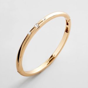 Nadia Classic Triple Bezel Hinge Bangle - Classic Thin Gold Triple Bezel