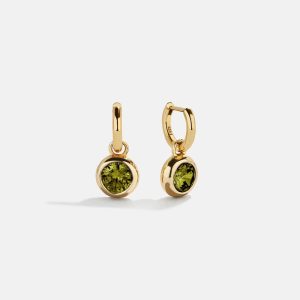 18K Gold Birthstone Drop Earrings - Peridot