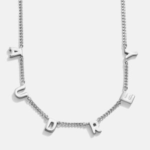 Mini Sterling Silver Spaced Letter Custom Name Necklace - Sterling Silver