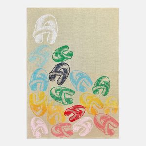 Retro Bubble Custom Initial Blanket - Beige/Multi