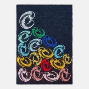 Retro Bubble Custom Initial Blanket - Black/Multi