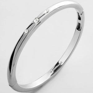 Nadia Classic Triple Bezel Hinge Bangle - Classic Thin Silver Triple Bezel