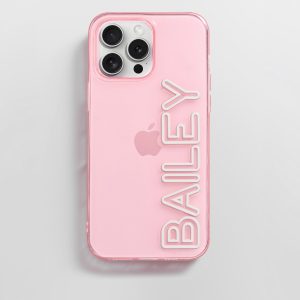 Fine Line Custom iPhone Case - Transparent Pink/White