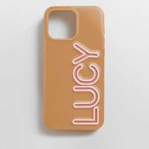 Fine Line Custom iPhone Case - Light Brown/Blush