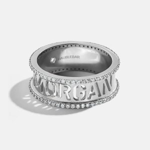 Sterling Silver Cutout Custom Name Ring - Pav??/Silver