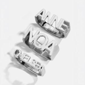 Sterling Silver Fineline Custom Nameplate Ring - Sterling Silver