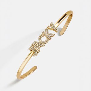 Pav?? Letter Custom Cuff Bracelet - Gold/Pav??