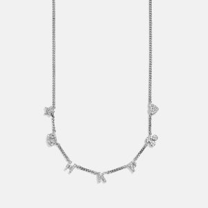 Mini Sterling Silver Custom Icon Necklace - Sterling Silver. Pav?? Cubic Zirconia Stones