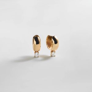 Kourtney Huggie Earrings - Kourtney Gold Plated Brass Earrings