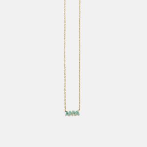 14K Gold Semi-Precious Custom Nameplate Necklace - Turquoise
