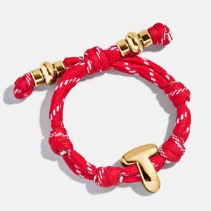 Knotty Initial Custom Bracelet - Cherry Red Single Letter