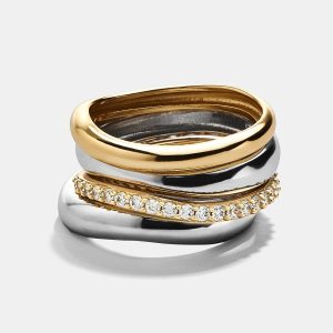Gina 14K Gold Ring Set - Gold/Silver