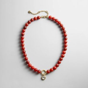 Janette Beaded Ring Necklace - Carnelian