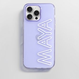 Fine Line Custom iPhone Case - Transparent Purple/White
