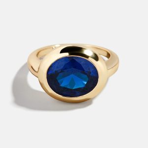 Gold Cubic Zirconia Custom Birthstone Ring - Sapphire