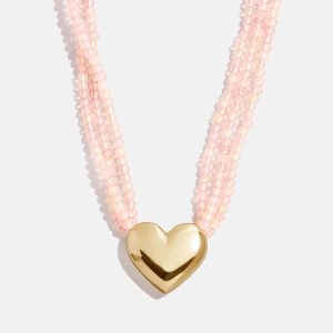 Millie Kids' Bubble Heart Necklace - Gold/Pink