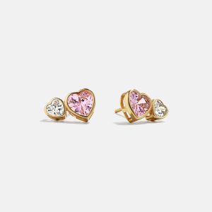 Perfect Pair 18K Gold Kids' Heart Earrings - Gold/Pav??