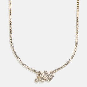 Love Letter Kids' Initial Tennis Necklace - Gold/Pav??