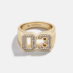 Varsity Number Custom Ring - Gold/Pav??