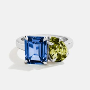 Toi et Moi Custom Birthstone Ring - Silver 7