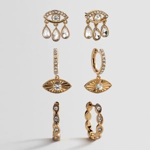 Good Intentions Evil Eye Earring Set - Gold/Pav??