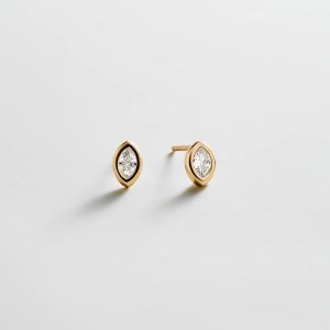 Elaine 14K Gold Stud Earrings - Marquise Stone