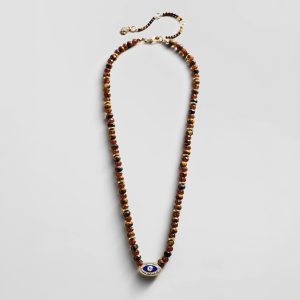 Positive View Semi-Precious Evil Eye Necklace - Tiger's Eye
