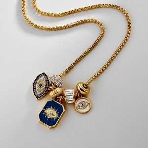 Evil Eye Charm Necklace - Lapis Evil Eye