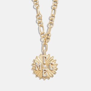 Initial Custom Medallion Necklace - Gold/Pav??