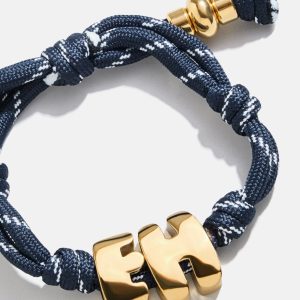 Knotty Initial Custom Bracelet - Navy Double Letters