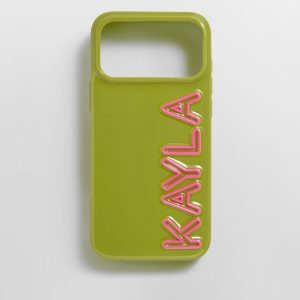 Fine Line Custom iPhone Case - Olive Green/Hot Pink