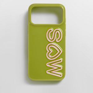 Fine Line Custom iPhone Case - Olive Green/Light Pink