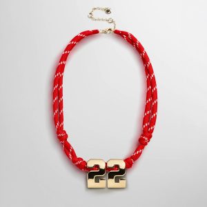 Knotty Varsity Custom Necklace - Cherry Red Double Digit