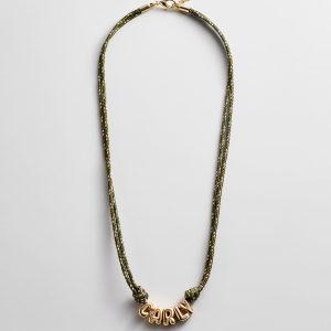 Bubble Letter Custom Paracord Necklace - Dark Green