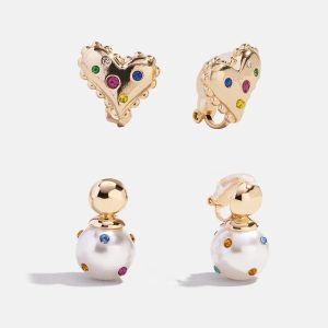 Tiny Treasures Kids' Clip-On Earring Set - Gold/Pearl