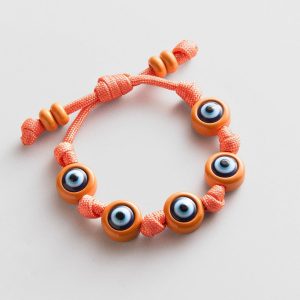Knotty Good Eye Cord Bracelet  - Tangerine