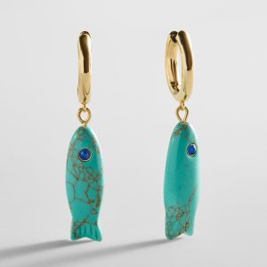 Reel Good Semi-Precious Fish Earrings - Turquoise