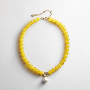 Janette Beaded Ring Necklace - Citrine