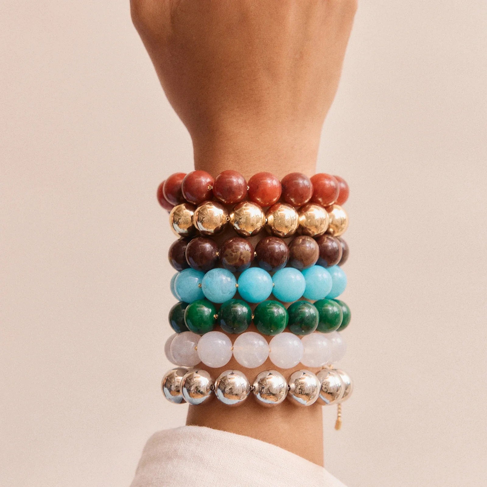 Jane Beaded Bracelet - Silver Bead - Image 6
