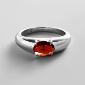 Cigar Band Custom Birthstone Ring - Silver