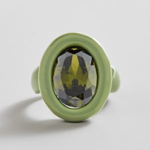 Joy Pop Cubic Zirconia Ring - Dark Green/Olive Green