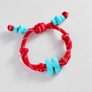 Knotty Enamel Initial Custom Bracelet - Red/Blue Single Letter