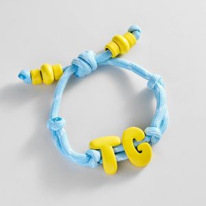 Knotty Enamel Initial Custom Bracelet - Blue/Yellow Double Letter