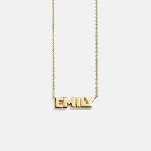 14K Gold Custom Nameplate Necklace - Bold
