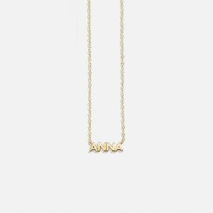 14K Gold Custom Nameplate Necklace - Mini Block