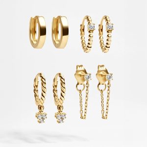 Luna 14K Gold Earring Set - Luna 18K Gold Earring Set